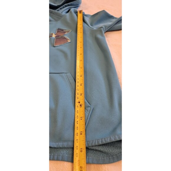 Under Armour Pullover Hoodie Youth Girls size Medium Turquoise Blue Logo - Picture 3 of 8